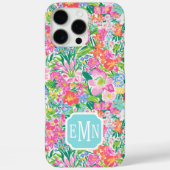 ピンクの花の庭のモノグラム Case-Mate iPhoneケース (裏面)