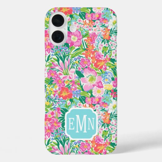 ピンクの花の庭のモノグラム Case-Mate iPhoneケース (裏面)