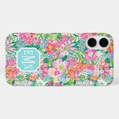 ピンクの花の庭のモノグラム Case-Mate iPhoneケース (裏面 (横))