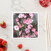 ピンクの花の庭園の布ナプキン | 菉雅な植物画 スタンダードカクテルナプキン (インサイチュ)