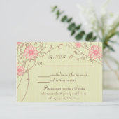 ピンクの花の応答カード 出欠カード (スタンド正面)