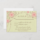 ピンクの花の応答カード 出欠カード (正面/裏面)