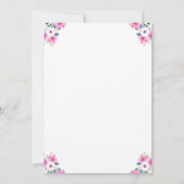 ピンクの花の怠いスローとベビーシャワー 招待状 (裏面)