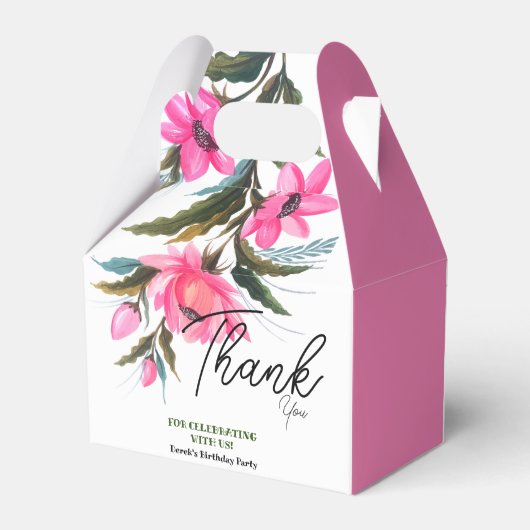 ピンクの花の恋人の誕生日 フェイバーボックス (裏面サイド)