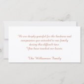 ピンクの花の悔やみや弔慰/記念のサンキューカード サンキューカード (裏面)