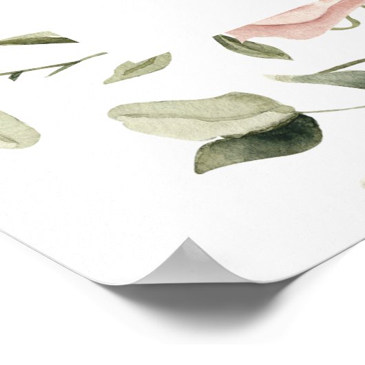 ピンクの花の愛が咲く ブライダルシャワーの看板 ポスター (角)