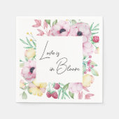 ピンクの花の愛が咲く ブライダルシャワーパーティー スタンダードカクテルナプキン (正面)