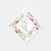 ピンクの花の愛が咲く ブライダルシャワーパーティー スタンダードカクテルナプキン (角)