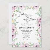 ピンクの花の愛が咲く ブライダルシャワーパーティー 招待状 (正面)