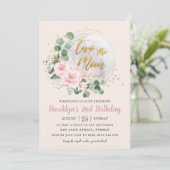 ピンクの花の愛してる月まで2歳の誕生日 招待状 (スタンド正面)