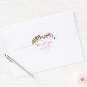 ピンクの花の感謝を表すウェディングギフトステッカー ハートシール (封筒)