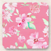 ピンクの花の懸命プラスチックのコースター コースター (正面)
