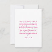 ピンクの花の手描きファンシーなお礼 サンキューカード (裏面)