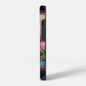 ピンクの花の抽象画  iPhoneケース (左側面)