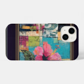 ピンクの花の抽象画  iPhoneケース (裏面横)