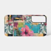 ピンクの花の抽象画 SAMSUNG GALAXYケース (裏面横)
