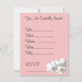 ピンクの花の招待状パーソナライズされたRSVPカード 招待状 (裏面)