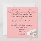 ピンクの花の招待状パーソナライズされたRSVPカード 招待状 (裏面)