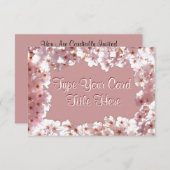 ピンクの花の招待状パーソナライズされたRSVPカード 招待状 (正面/裏面)