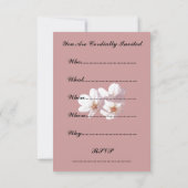 ピンクの花の招待状パーソナライズされたRSVPカード 招待状 (裏面)