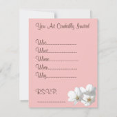 ピンクの花の招待状パーソナライズされたRSVPカード 招待状 (裏面)