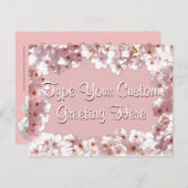 ピンクの花の招待状パーソナライズされたRSVPカード 招待状 (正面/裏面)