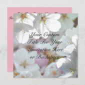 ピンクの花の招待状　オリジナル　返信カード 招待状 (正面/裏面)