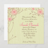 ピンクの花の招待状 招待状 (正面/裏面)