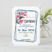 ピンクの花の招待状 招待状 (スタンド正面)