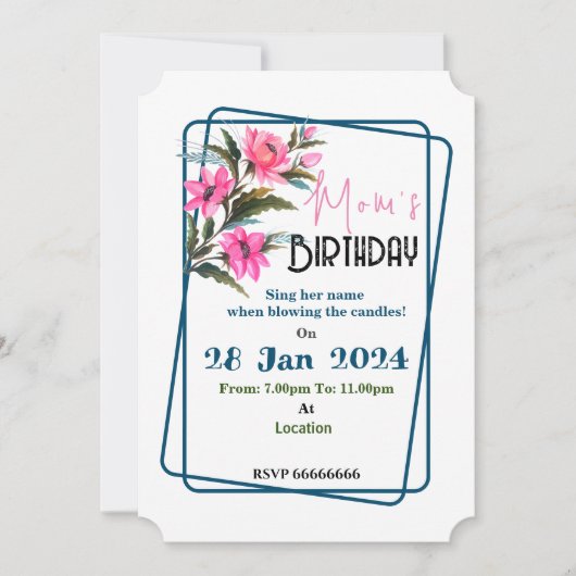 ピンクの花の招待状 招待状 (正面)