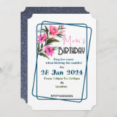 ピンクの花の招待状 招待状 (正面/裏面)