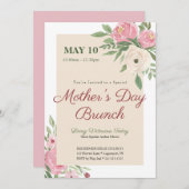 ピンクの花の教会 母の日の朝食 招待状 (正面/裏面)