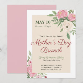 ピンクの花の教会 母の日の朝食 招待状