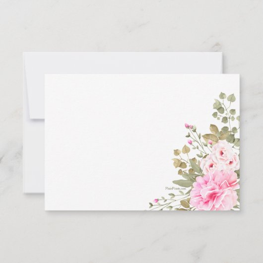 ピンクの花の文房具との愛 招待状 (裏面)