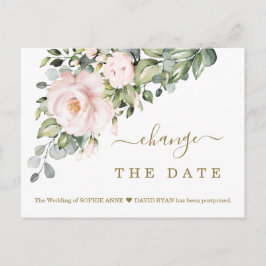 ピンクの花の日付を変更す結婚る ポストカード