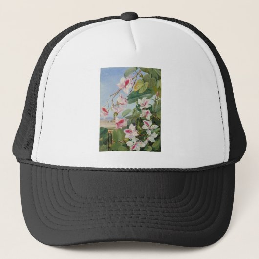 ピンクの花の春のパーティー シャワー 平和 愛 運命 キャップ (正面)