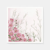 ピンクの花の春のベイビーシャワー スタンダードカクテルナプキン (正面)