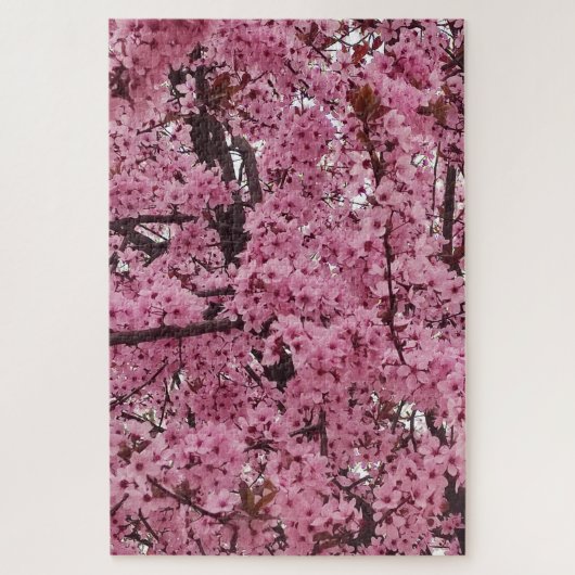 ピンクの花の春の木 ジグソーパズル (縦)