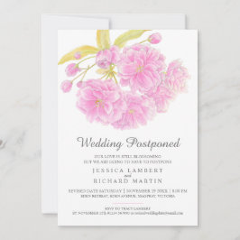 ピンクの花の春の結婚式が延期された期日 招待状