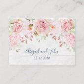 ピンクの花の春の結婚式プレースカード プレイスカード (裏面)