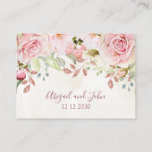 ピンクの花の春の結婚式プレースカード プレイスカード (裏面)