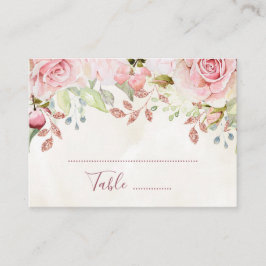 ピンクの花の春の結婚式プレースカード プレイスカード