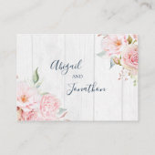 ピンクの花の春の結婚式QRコード詳細カード エンクロージャーカード (裏面)