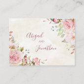 ピンクの花の春の結婚式QRコード詳細カード エンクロージャーカード (裏面)