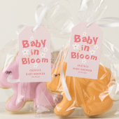 ピンクの花の春の赤ちゃんが咲く ベイビーシャワーのお土産 ギフトタグ