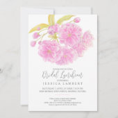ピンクの花の春フローラブライダルランチのシャワー 招待状 (正面)