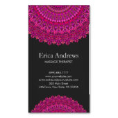 ピンクの花の曼荼羅のオーナメント マグネット名刺 (正面縦)