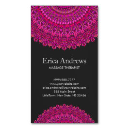 ピンクの花の曼荼羅のオーナメント マグネット名刺