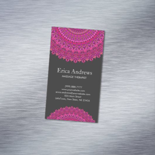 ピンクの花の曼荼羅のオーナメント マグネット名刺 (インサイチュ)