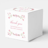 ピンクの花の最初の交信ハート フェイバーボックス (裏面サイド)